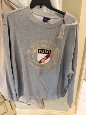 Polo by Ralph Lauren Heather Gray Crewneck Sweatshirt with Gold Crest